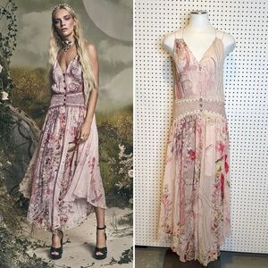 Camilla | Strap Dress With Shaped Waistband in Istenanya, 100% Silk Sz. M